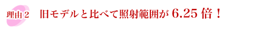旧モデルと比べて照射範囲が6.25倍
